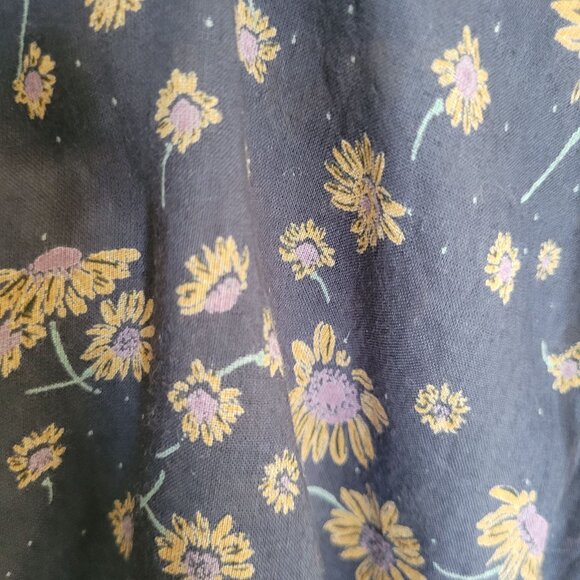 Free People Black Gold Sunflower Pattern Never a Dull Moment Peasant Blouse S - Picture 5 of 12